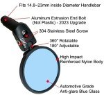 Hafny Bar End Bike Mirror, HD, Blast-Resistant, Glass Mirror, HF-MR090, HF-M951-FR03, HF-M952-FR03 (Anti-glare Blue Glass, 68mm)