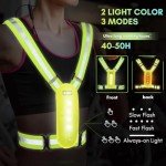 XMT LED Running Vest, High Visibility Rechargeable Adjustable Led Vest with Adjustable Waist and Shoulder, Reflective Cycling Gear