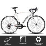 HH HILAND 700c Road Bike, 14 Speeds, Light Weight Aluminum Frame, Racing Bike City Commuting Road Bicycle for Men Women White