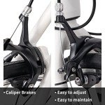 HH HILAND 700c Road Bike, 14 Speeds, Light Weight Aluminum Frame, Racing Bike City Commuting Road Bicycle for Men Women White