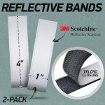 Byllstore Reflective Backpack Straps | 3M Scotchlite Reflectors with Velcro Bands | Compact 1x4 Inch Size | 2-Pack (Silver)