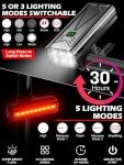 9000 Lumens Bike Lights Front and Back for Night Riding, 5200 mAh USB Rechargeable 6 LED Bicycle Light, 5+5 Modes Bike Headlight and Tail Light Set Runtime 30+ Hrs, IPX5 Waterproof