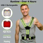 GREERRIDE Light Up Running Vest - Rechargeable, Reflective Running Vest for Runners, Dark Night Walking Reflective Safety Gear for Men Women with Removable White and Red Flashlights