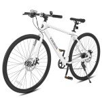 Viribus Hybrid Bikes, 28 inch Road Bike, Mens Bike with Lightweight Aluminum Frame, 700C Bicycle 7 Speed, Bicycles for Tall Men Women Adults, Commuter Bike, City Bike, Bright White