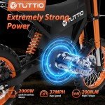 Tuttio Soleil01 Electric-Dirt-Bike for Teens Adults, 14"/12" Fat Tire 2000W Electric-Motorcycle with 48V 21AH Battery Ebike 37MPH Hydraulic Brakes Mountain Off-Road EBike Fit Age 13+