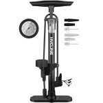 Hycline Bike Floor Pump with Gauge: Bicycle Tire Pump 160 PSI High Pressure - Air Pumps with Presta and Schrader Valve - Inflator for MTB BMX Tires, Balls, Balloons, Inflatables (Black)