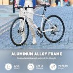 Viribus Hybrid Bikes, 28 inch Road Bike, Mens Bike with Lightweight Aluminum Frame, 700C Bicycle 7 Speed, Bicycles for Tall Men Women Adults, Commuter Bike, City Bike, Bright White