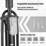 Hycline Bike Floor Pump with Gauge: Bicycle Tire Pump 160 PSI High Pressure - Air Pumps with Presta and Schrader Valve - Inflator for MTB BMX Tires, Balls, Balloons, Inflatables (Black)