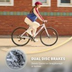 Viribus Hybrid Bikes, 28 inch Road Bike, Mens Bike with Lightweight Aluminum Frame, 700C Bicycle 7 Speed, Bicycles for Tall Men Women Adults, Commuter Bike, City Bike, Bright White