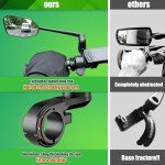 RBRL Bicycle Mirror, Aluminum Alloy Bike Mirror Handlebar Mount, Anti-shake & Break-proof, Foldable HD Real Glass Rotatable Ebike Accessories, Bike Rear View Mirror for Ebike Scooter (Left)