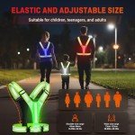 HENMI LED Reflective Running Vest,Rechargeable Running Gear,3 Lighting Modes and 5 Lights Colors Reflective Vest for Running Cycling Walking