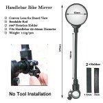 Bike Mirror, Bicycle Mirrors for Handlebars 360 Rotate Rearview Convex Lens, Safe Cycling Bike Rear View Mirror