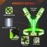 HENMI LED Reflective Running Vest,Rechargeable Running Gear,3 Lighting Modes and 5 Lights Colors Reflective Vest for Running Cycling Walking