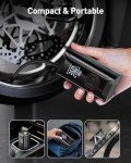 HIPOM Tire Inflator Portable Air Compressor, Mini Air Pump for Car Tires, Electric Bike Tire Pump with Digital Pressure Gauge, Battery Powered Cordless Tire Inflator for Motorcycle Auto Ball Bicycle