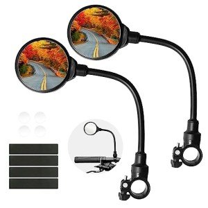 Seelulu Bike Mirror Handlebar Mount(Black-2 piece), Adjustable Rotatable Bicycle Rear View Mirror, Wide Angle Acrylic Convex Safety Mirror for Mountain Road Bike