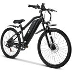 SWFT Edge Electric Mountain Bike for Adults- 44 Miles Max Range, 20mph Max Speed, 26” Tires, 3 Level Pedal Assist, LCD Display, EBike Black