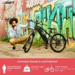 SWFT Edge Electric Mountain Bike for Adults- 44 Miles Max Range, 20mph Max Speed, 26” Tires, 3 Level Pedal Assist, LCD Display, EBike Black