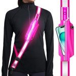 Ylzzrs Reflective Sash Gear for Walking at Night,LED Reflective Belt Safety Lights,Lights for Night Dog Walking,High Visibility Type-C Rechargeable with Phone Holder for Men Women(Pink)