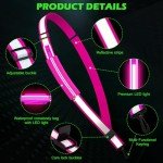 Ylzzrs Reflective Sash Gear for Walking at Night,LED Reflective Belt Safety Lights,Lights for Night Dog Walking,High Visibility Type-C Rechargeable with Phone Holder for Men Women(Pink)