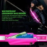 Ylzzrs Reflective Sash Gear for Walking at Night,LED Reflective Belt Safety Lights,Lights for Night Dog Walking,High Visibility Type-C Rechargeable with Phone Holder for Men Women(Pink)