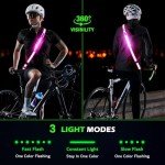 Ylzzrs Reflective Sash Gear for Walking at Night,LED Reflective Belt Safety Lights,Lights for Night Dog Walking,High Visibility Type-C Rechargeable with Phone Holder for Men Women(Pink)
