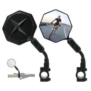 SHEJISI Bike Mirror, 2 pcs Bike Mirror Handlebar Mount,Aluminum Alloy,HD 360° Adjusted Bike Rear View Mirror, Anti-impact/explosion/glare, Fits for Mountain Bikes,E-bike, Bicycle,Scooter,Motorcycle