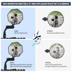 SHEJISI Bike Mirror, 2 pcs Bike Mirror Handlebar Mount,Aluminum Alloy,HD 360° Adjusted Bike Rear View Mirror, Anti-impact/explosion/glare, Fits for Mountain Bikes,E-bike, Bicycle,Scooter,Motorcycle