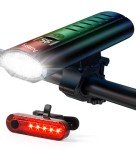 Bike Light Set USB Rechargeable - 5400mAh Bike Headlight & Taillight with Digital Display, 3 LED Super Bright 1600 Lumen 6 Lights Modes for All Bicycles, Road, Mountain, Night Riding