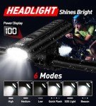 Bike Light Set USB Rechargeable - 5400mAh Bike Headlight & Taillight with Digital Display, 3 LED Super Bright 1600 Lumen 6 Lights Modes for All Bicycles, Road, Mountain, Night Riding
