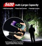 Bike Light Set USB Rechargeable - 5400mAh Bike Headlight & Taillight with Digital Display, 3 LED Super Bright 1600 Lumen 6 Lights Modes for All Bicycles, Road, Mountain, Night Riding