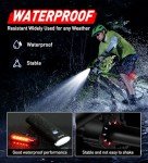 Bike Light Set USB Rechargeable - 5400mAh Bike Headlight & Taillight with Digital Display, 3 LED Super Bright 1600 Lumen 6 Lights Modes for All Bicycles, Road, Mountain, Night Riding