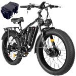 Peak 5000W-Electric-Bike for Adults-Men, Dual-Motor-Ebike 40-46MPH, 52V 30AH Long Range Electric Bicycle, 26" Fat Tire Dirt-Bike, Full Suspension Mountain Bike for Off-Road Snow Sand Hunting (Black)