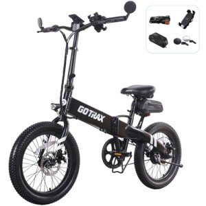 Gotrax F1V2 20" Electric Bike, Max Range 50 Miles & 20Mph Power by 350W, LCD Display & 5 Pedal-Assist Levels, Adult Folding Bike with Accessories including Lock, Rearview Mirror, Phone Holder&Seat Bag