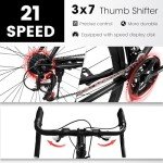 Ecarpat 700C Hybrid Road Bike, 21 Speeds Christmas New Year Gifts Bicycles for Men Womens, Steel Frame, Racing Commuting City Bike to School Work