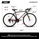 Ecarpat 700C Hybrid Road Bike, 21 Speeds Christmas New Year Gifts Bicycles for Men Womens, Steel Frame, Racing Commuting City Bike to School Work