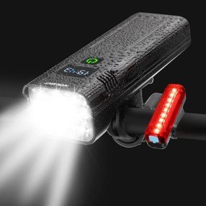 10000 Lumen Super Bright Bike Light 8 LEDs 5 Modes USB Rechargeable Bike Headlights 360° Rotatable Waterproof Bicycle Headlight Runtime 38+Hrs Digital Display Bike Lights for Night Riding,Taillight