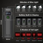 10000 Lumen Super Bright Bike Light 8 LEDs 5 Modes USB Rechargeable Bike Headlights 360° Rotatable Waterproof Bicycle Headlight Runtime 38+Hrs Digital Display Bike Lights for Night Riding,Taillight