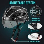 Favoto Bike Helmet Adult - Bicycle Helmet for Men Women Lightweight Cycling Helmets with Led Light Detachable Magnetic Goggles, Breathable Road Bike Mountain Ebike Helmets Adjustable Dial Fit Black