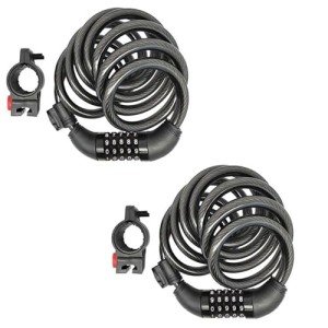 SEPOX® 2Pcs Pack 6FT Extra Long Cable Combination Bike Locks, 5 Digits Retractable Security Lock, 12mm Heavy Duty Anti Theft Anti Rust Cable for Bicycle, Scooter, Gate, Outdoor Equipment, Weatherproof