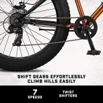 Mongoose Argus ST Fat Tire Mountain Bike for Adult Men Women, 26-Inch Wheels, Mechanical Disc Brakes, 17-Inch Steel Hardtail Frame, 7-Speed, Copper