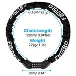 Favoto Bike Chain Lock, 5 Digit Combination Anti-Theft Bicycle Lock, Security Resettable Heavy Duty Hardened Steel, Ideal for Outdoor Motorcycle E-Bike Bikes Gate Fence Ladder Lawn Mower, 3.8 feet