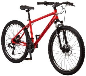 Schwinn High Timber ALX Mountain Bike for Adult Men Women, 26-Inch Wheels, 21-Speeds, Front Suspension, Aluminum Frame, Mechanical Disc Brakes, Red