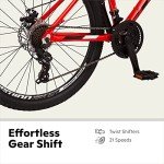 Schwinn High Timber ALX Mountain Bike for Adult Men Women, 26-Inch Wheels, 21-Speeds, Front Suspension, Aluminum Frame, Mechanical Disc Brakes, Red