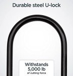 Schwinn Basic U Lock Bike with 2 Keys, Anti Theft Bicycle Lock, Black, Security Level 4