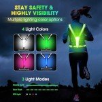 Upgraded LED Reflective Running Vest with Pouch - 4 Color Light-Up Vest with 3 Light Modes, Rechargeable Safety Gear for Night Cycling, Dog Walking & Jogging, Adjustable for Women, Men & Kids(Green)