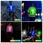 Upgraded LED Reflective Running Vest with Pouch - 4 Color Light-Up Vest with 3 Light Modes, Rechargeable Safety Gear for Night Cycling, Dog Walking & Jogging, Adjustable for Women, Men & Kids(Green)