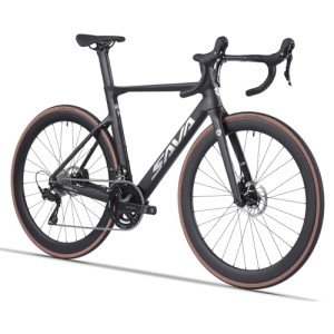 SAVADECK Carbon Fibre Road Bike, Hydraulic Oil Disc Bike with Carbon Fibre Frame and Wheelset, Lightweight Full Carbon Fibre Racing Bike with Shimano R7120 24S Shift Set for Adults.