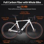 SAVADECK Carbon Fibre Road Bike, Hydraulic Oil Disc Bike with Carbon Fibre Frame and Wheelset, Lightweight Full Carbon Fibre Racing Bike with Shimano R7120 24S Shift Set for Adults.