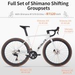 SAVADECK Carbon Fibre Road Bike, Hydraulic Oil Disc Bike with Carbon Fibre Frame and Wheelset, Lightweight Full Carbon Fibre Racing Bike with Shimano R7120 24S Shift Set for Adults.