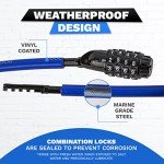 DocksLocks Weatherproof Coiled Security Cable Lock (5ft to 25ft Lengths) with Resettable Combination, Anti-Theft Protection for Kayaks, Bikes, Paddleboards, Scooter, Equipment, Bicycles and More 15ft